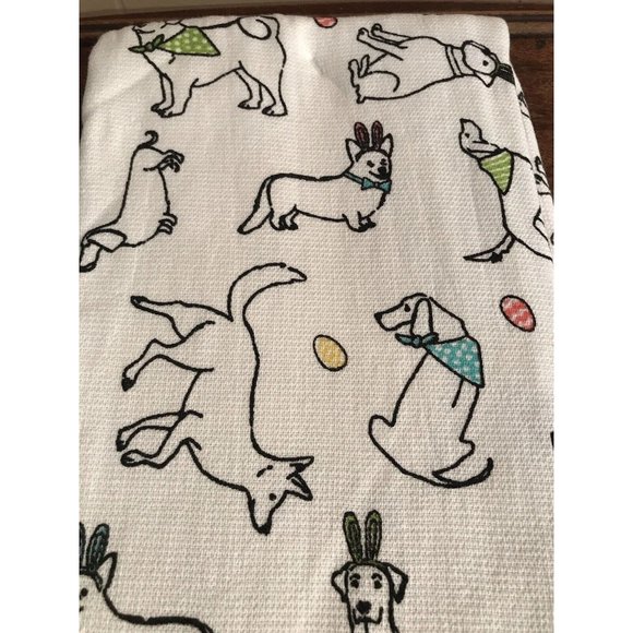 Dogs as Bunny Rabbits Kitchen Towels Set Easter Spring Garden New Isaac Mizrahi - Picture 5 of 8